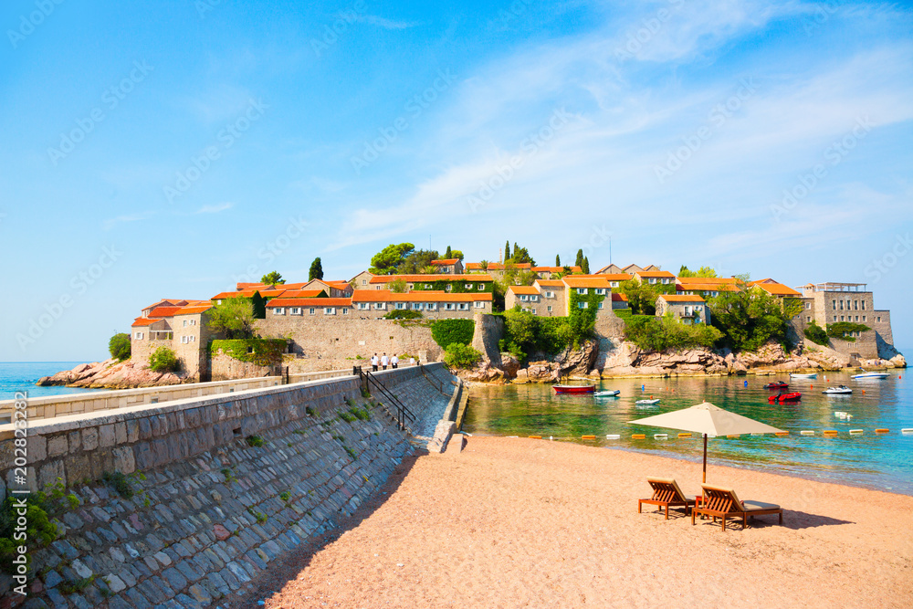 Εκτύπωση καμβά Sveti Stefan island on Budva Riviera, Montenegro