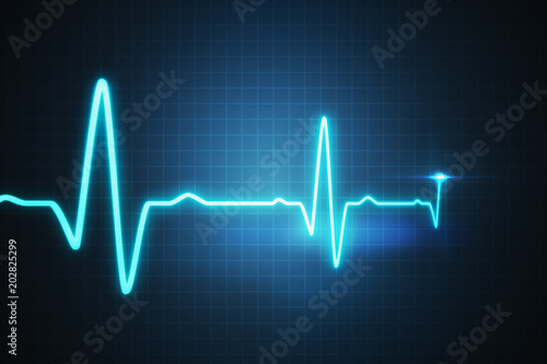 EKG - cardiogram for monitoring heart beat. 3D rendered illustration.