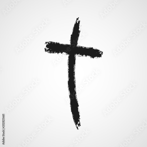 Hand drawn christian cross. Vector illustration.