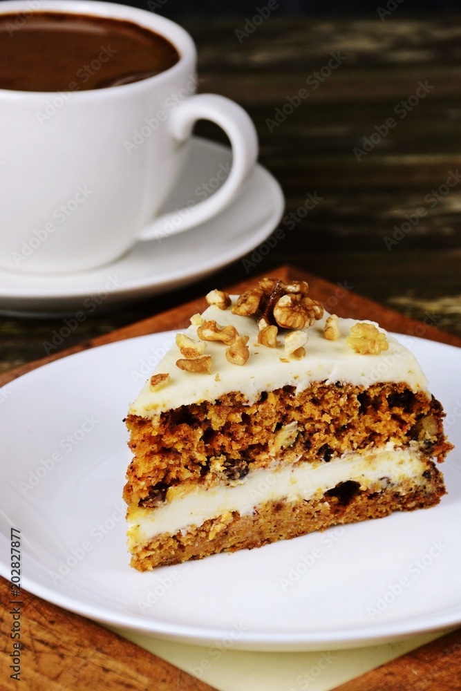 Slice of carrot cake isolated Slice of carrot cake isolated