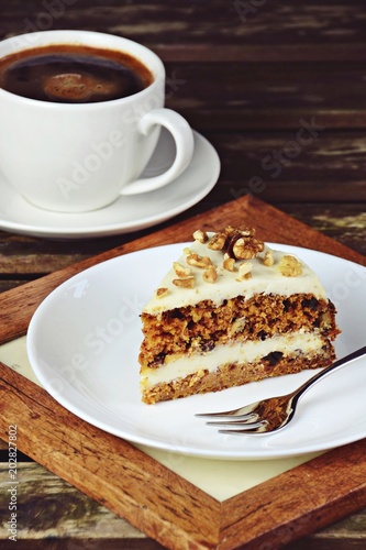 Slice of carrot cake isolated