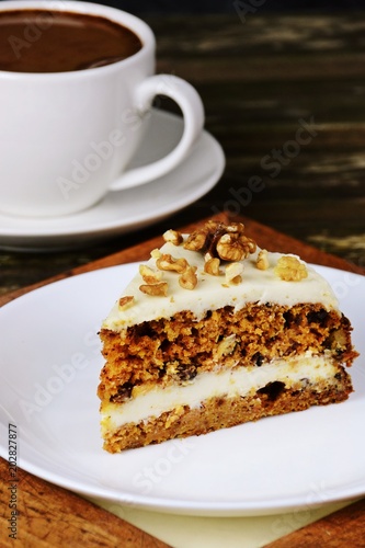 Slice of carrot cake isolated