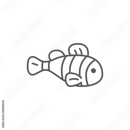Wallpaper Mural Cute fish editable pixel perfect icon - sea or aquarium underwater animal in line art isolated on white background. Torontodigital.ca
