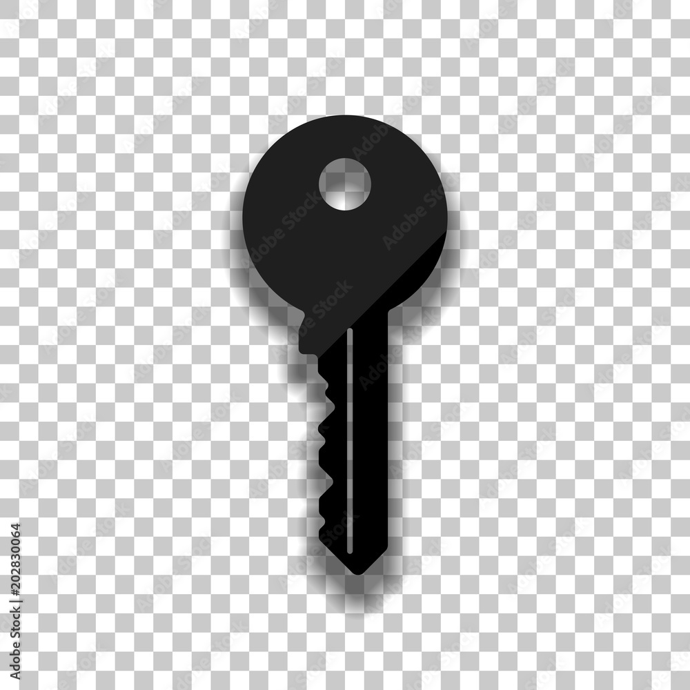 key icon. Black glass icon with soft shadow on transparent background key icon. Black glass icon with soft shadow on transparent background