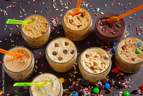 Photography Variety of Edible Cookie Dough with Confetti Sprinkles and Candy