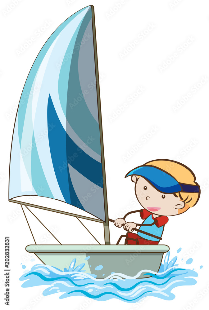 Obraz A Boy Sail the Boat