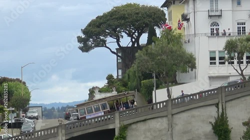 Hills of San Francisco with Cable Cars. Hyde Street is bringing Tourist to add from Fisherman's Wharf on Cable Cars. It is one of the steepest hills in the city.