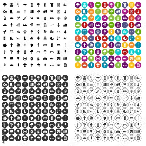 100 park icons set vector in 4 variant for any web design isolated on white
