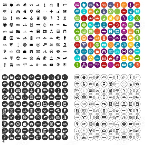 100 parking icons set vector in 4 variant for any web design isolated on white