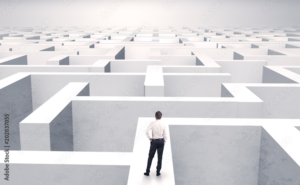 Small businessman in a middle of a huge maze
Small businessman in a middle of a huge maze