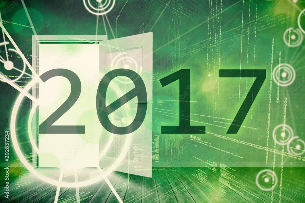 Obraz premium 2017 against binary codes and lines