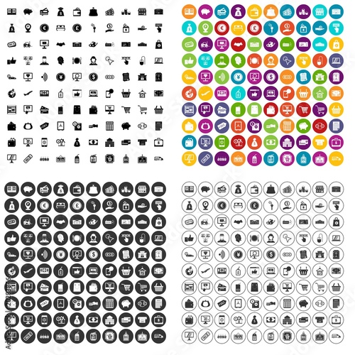 100 payment icons set vector in 4 variant for any web design isolated on white