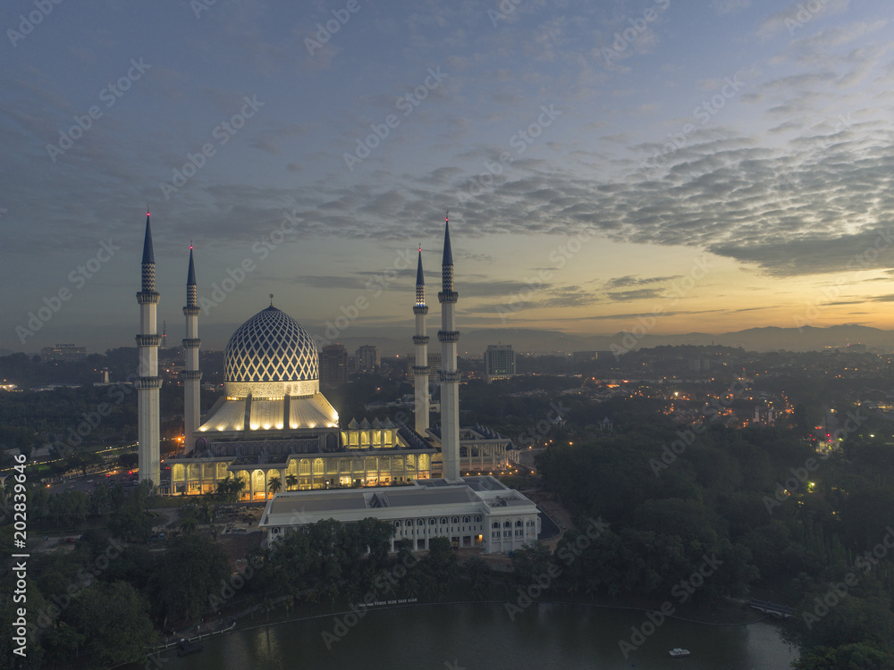 Aerial Photo - Sunrise at a mosque