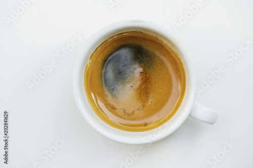 Aerial view of hot coffee