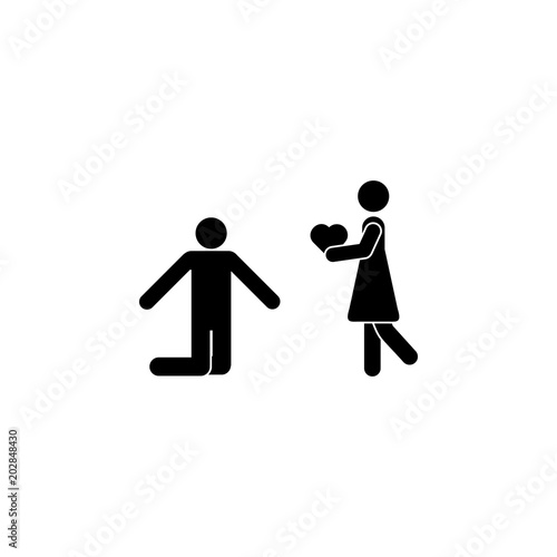 the guy on his knees admits love icon. Element of couples in love illustration. Premium quality graphic design icon. Signs and symbols collection icon for websites, web design