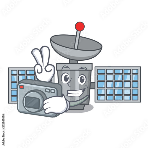 Photographer satelite mascot cartoon style photo