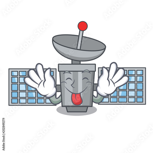 Tongue out satelite mascot cartoon style photo
