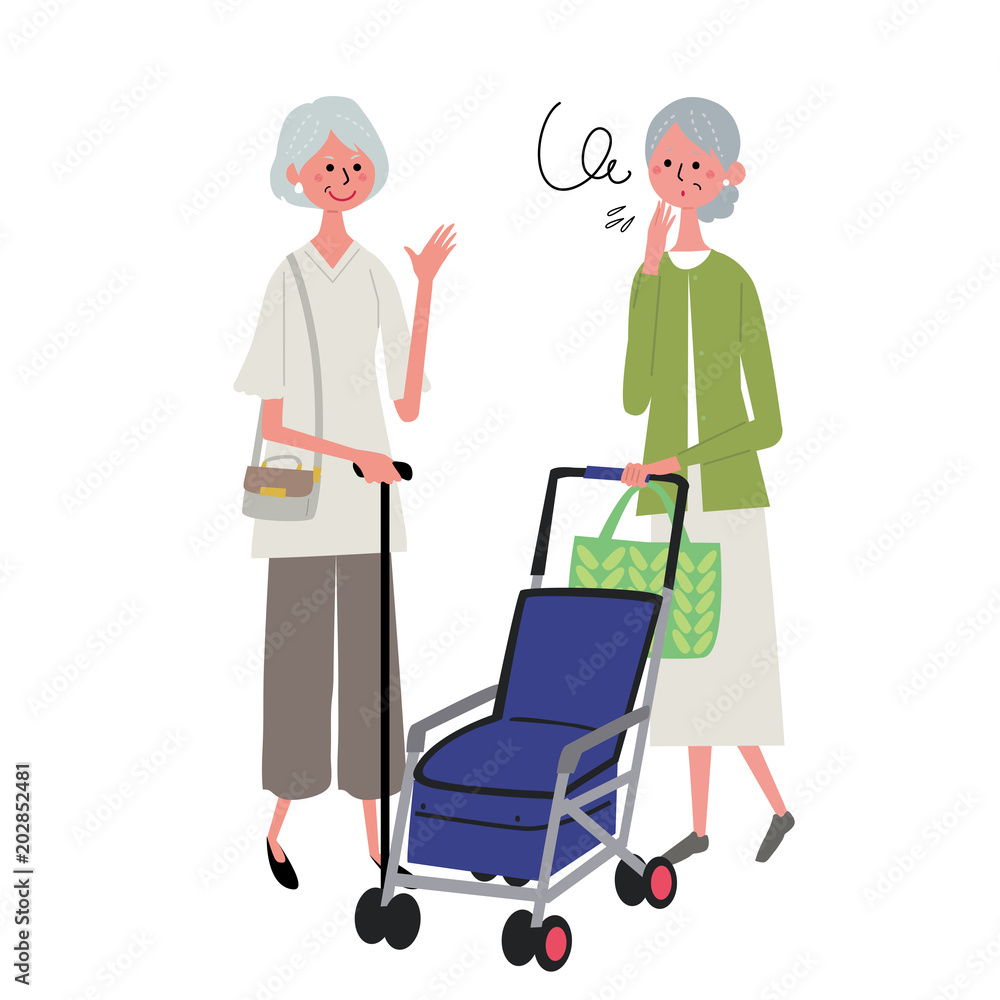 Φωτογραφία 話をするシニア　女性　イラスト