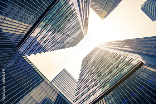 A low angle view of commercial building in shanghai  China 