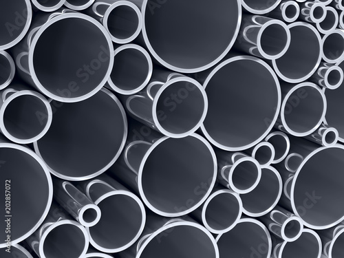 stack metallic pipes. 3d illustration