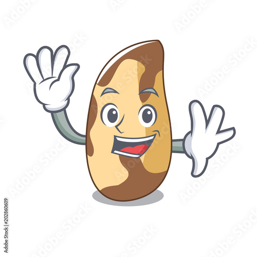 Waving brazil nut character cartoon