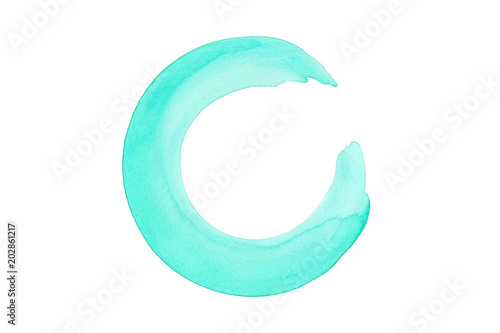 Abstract green circle watercolor on white paper