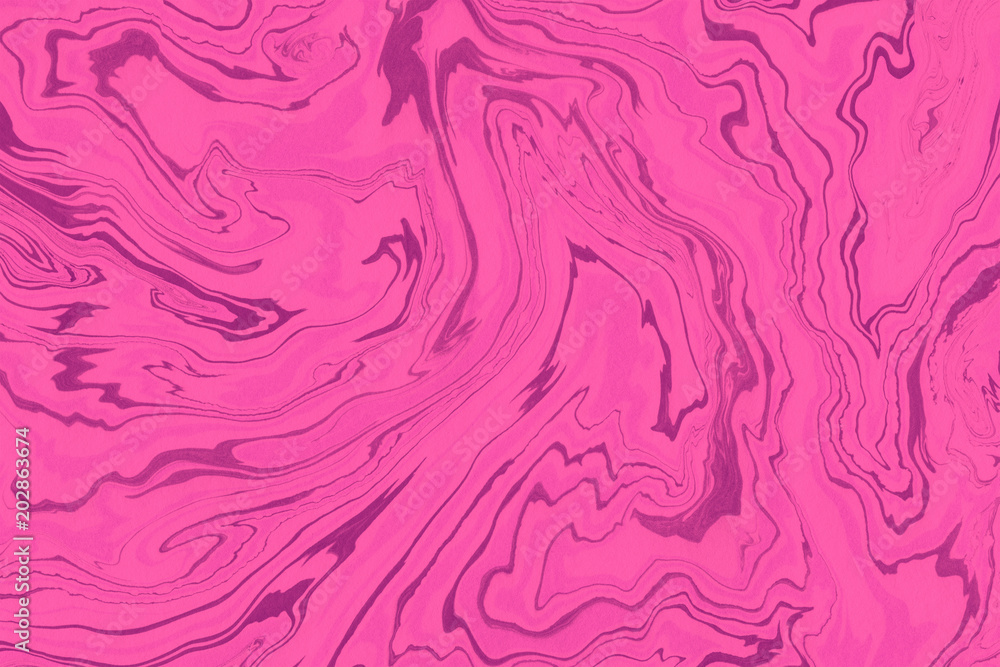 Suminagashi marble texture hand painted with pink ink. Digital paper 1787 performed in traditional japanese suminagashi floating ink technique. Eminent liquid abstract background.