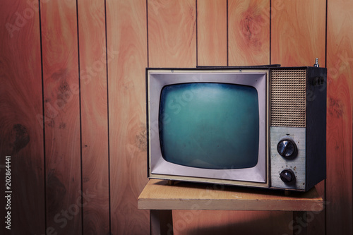 Vintage Television in a paneled room