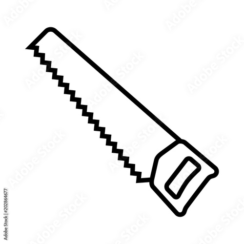 Hand saw or handsaw carpentry tool line art vector icon for apps and websites
