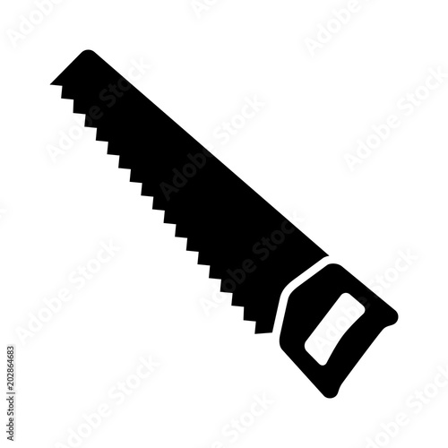 Hand saw or handsaw carpentry tool flat vector icon for apps and websites