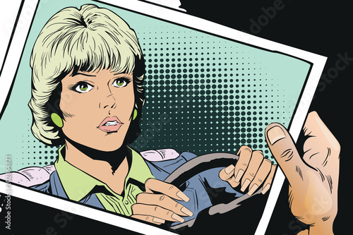 Woman driving her car. Stock illustration.