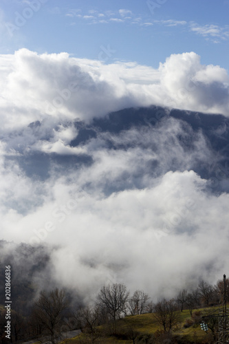 mountains in the clouds in the matese park