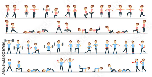 Fitness exercises set.