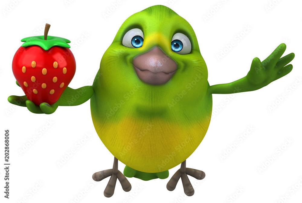 Fun green bird - 3D Illustration Fun green bird - 3D Illustration