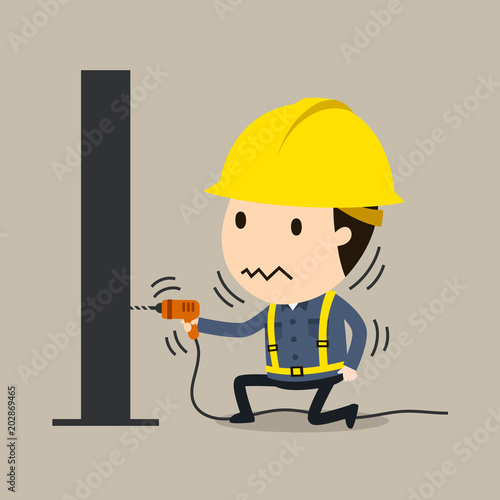 Electric shock, feel a shock, Vector illustration, Safety and accident, Industrial safety cartoon