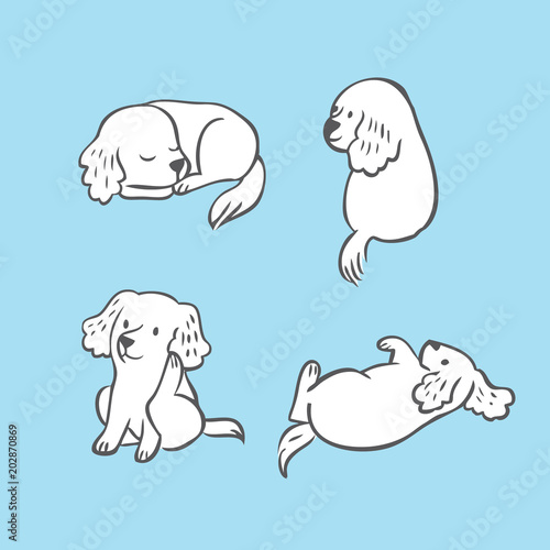 Cartoon actions adorable white dog vector.