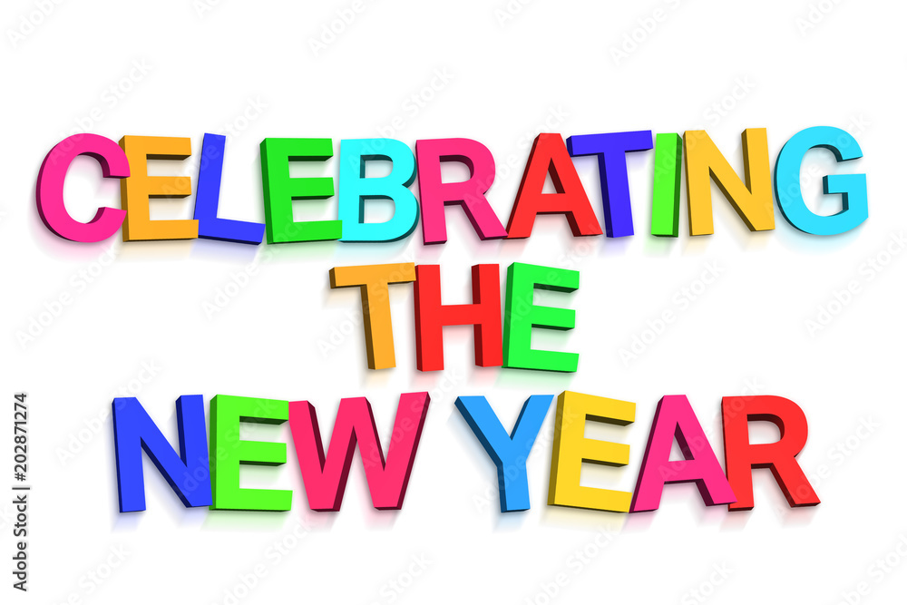 New year greeting in colourful letters on white background New year greeting in colourful letters on white background
