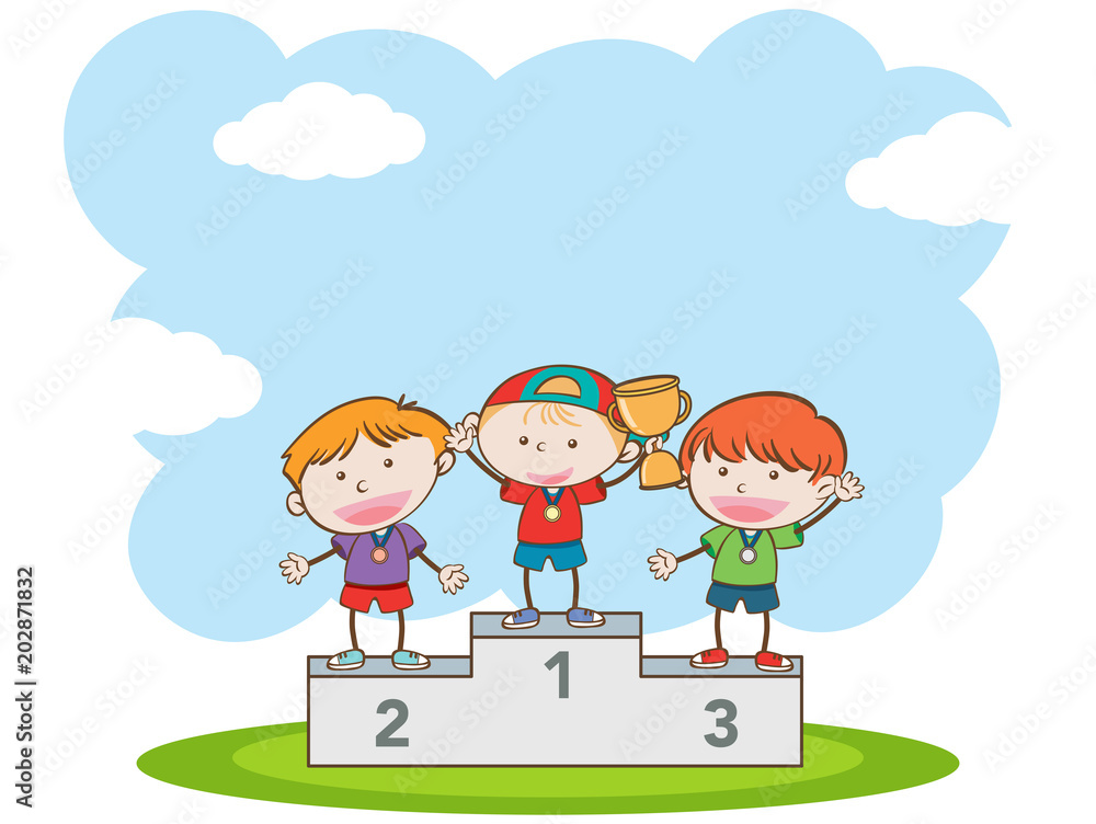 Doodle Kids Winning Sport Competition