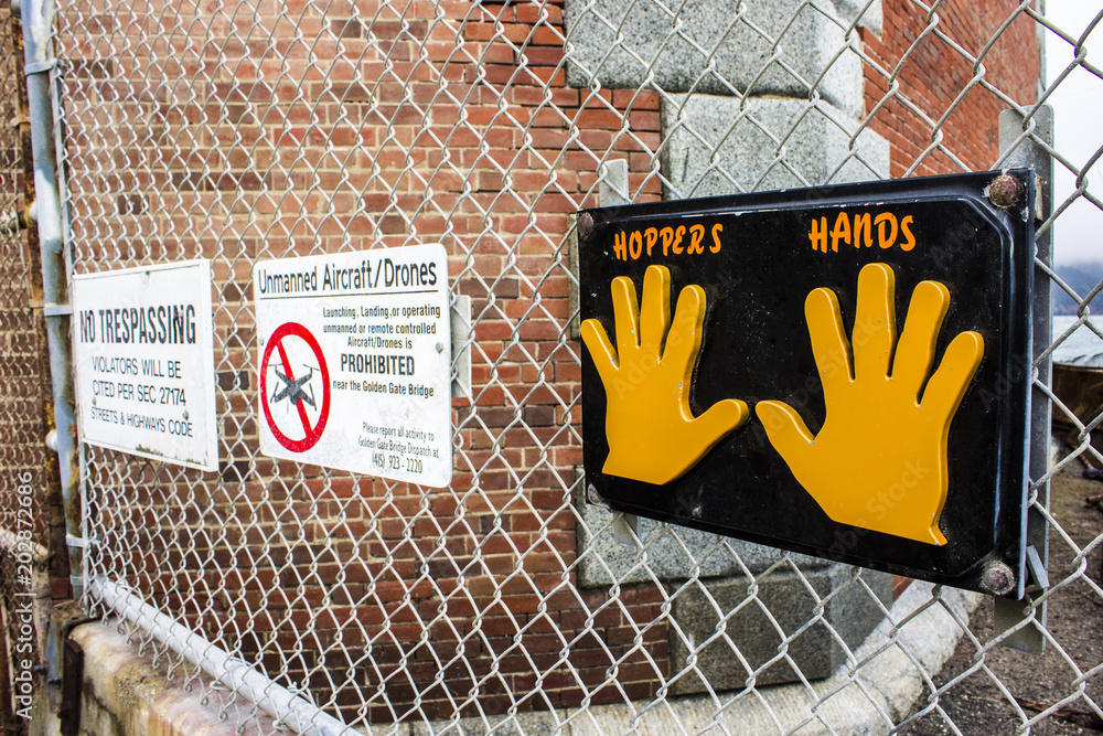 Εκτύπωση καμβά The Hopper's Hands sign for runners in Fort Point, San Francisco, California