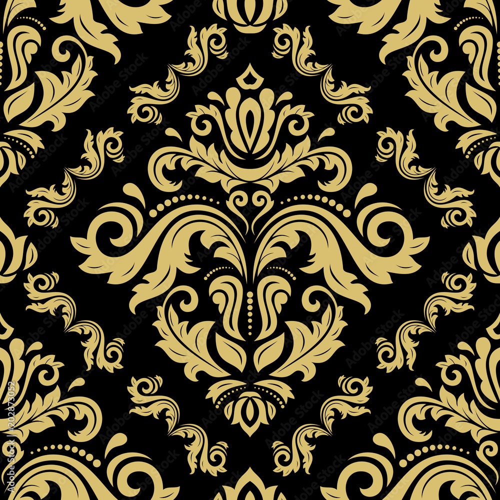 Classic seamless vector pattern. Damask orient ornament. Classic vintage background. Orient golden ornament for fabric, wallpaper and packaging
