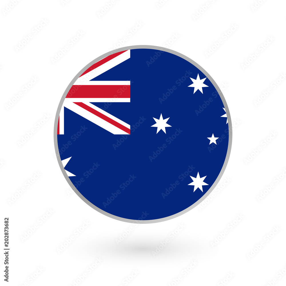Australia flag icon isolated on white background. Australian round badge. Vector illustration. Australia flag icon isolated on white background. Australian round badge. Vector illustration.