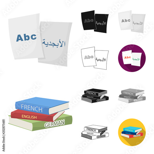 Translator and linguist cartoon,black,flat,monochrome,outline icons in set collection for design. Interpreter vector symbol stock web illustration.