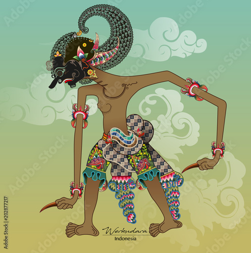 Vector illustration, Werkudara or Bima Wayang Characters is one of the five Pandawa figures in the Mahabharata story. photo