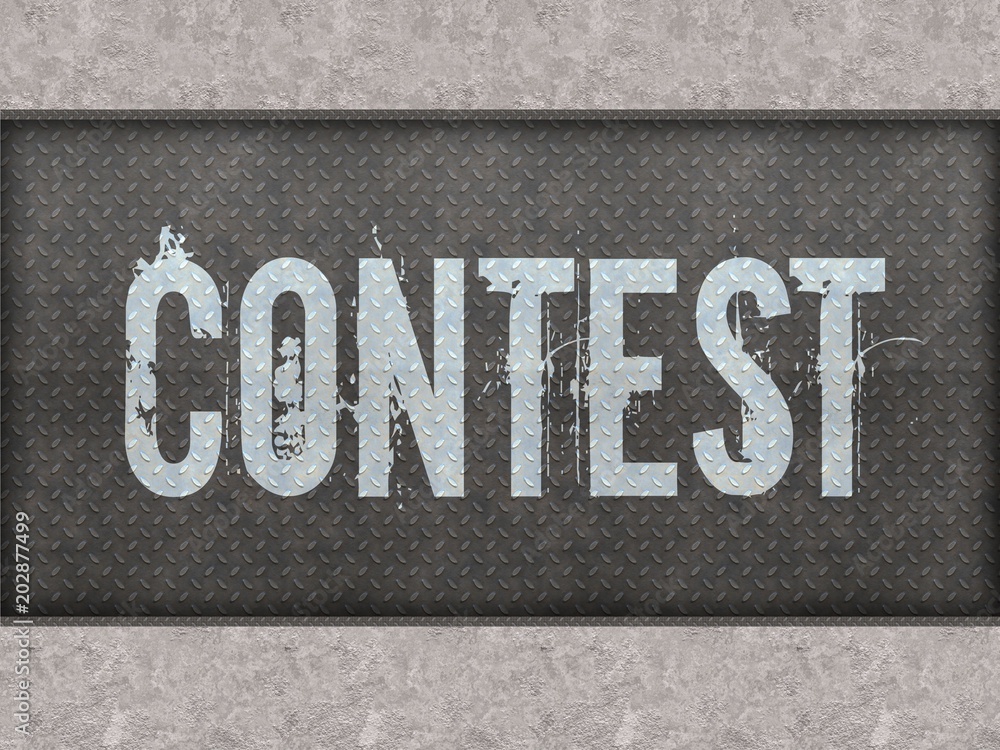 Fototapeta premium CONTEST painted on metal panel wall.