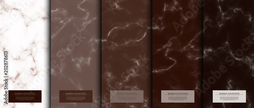 Marble collection abstract pattern texture chocolate background card template vector