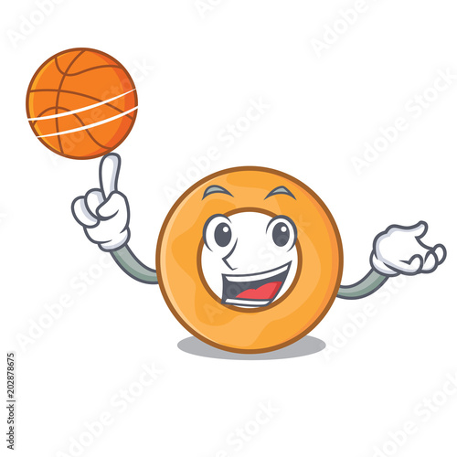 With basketball onion ring character cartoon