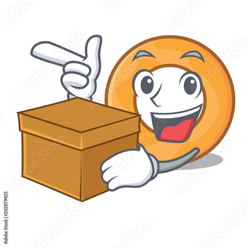 With box onion ring character cartoon