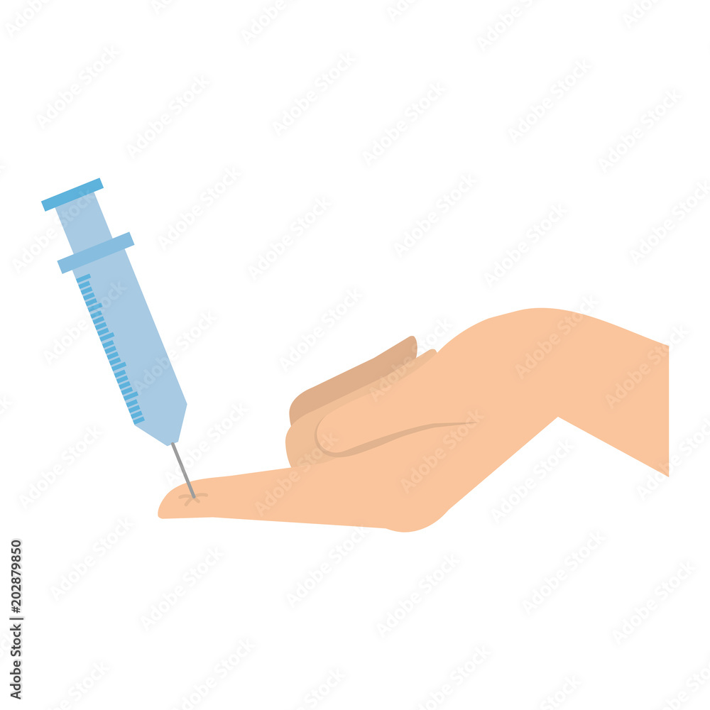 medical injection with hand patient vector illustration design medical injection with hand patient vector illustration design