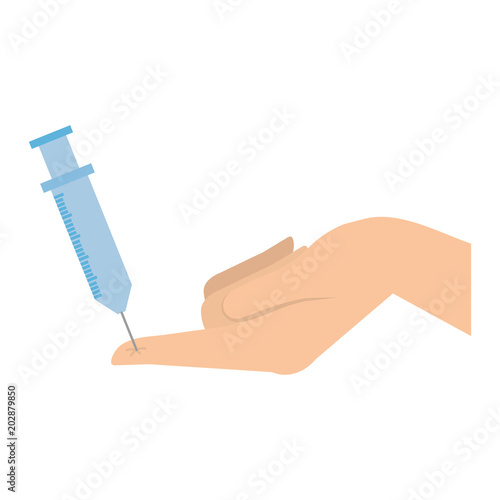 medical injection with hand patient vector illustration design