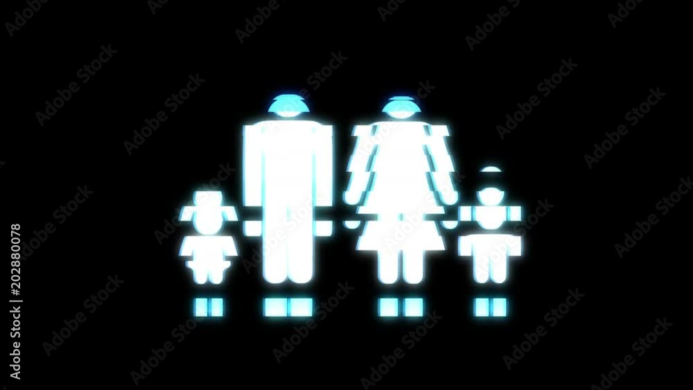 full family symbol glitch screen distortion holographic display animation seamless loop background - New quality universal close up vintage dynamic animated colorful joyful cool nice video full family symbol glitch screen distortion holographic display animation seamless loop background - New quality universal close up vintage dynamic animated colorful joyful cool nice video